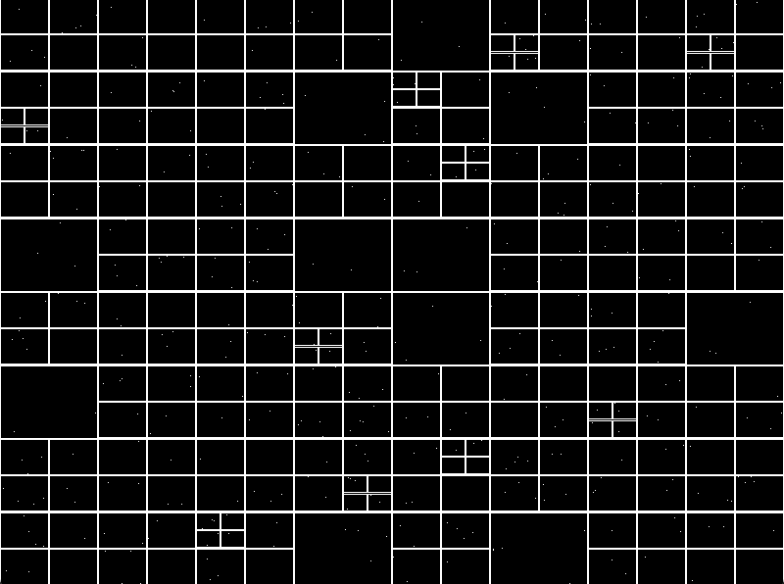 The fully created QuadTree shown in SDL